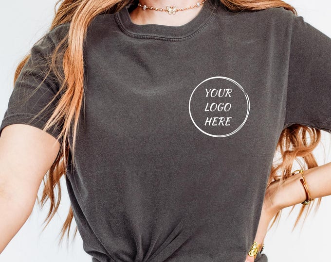 Custom Comfort Colors® Your Logo Here Shirt, Personalized Company Logo Tee, Business Logo Pocket Outfit, Sports Team Logo Clothing Gift