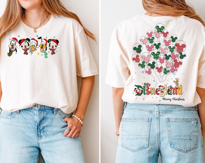 2-Sided Mickey's Very Merry Christmas Party 2025 Shirt, Disney Santa Mickey And Friends Group Christmas Lights Shirt, Disneyland Xmas Tee
