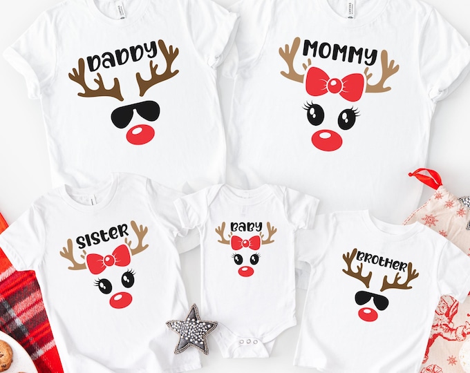 Reindeer Family Christmas Shirt,Personalized Christmas Family Shirt,Custom Family Name Tee,Funny Christmas Tee,Gift For Christmas,Xmas Gift