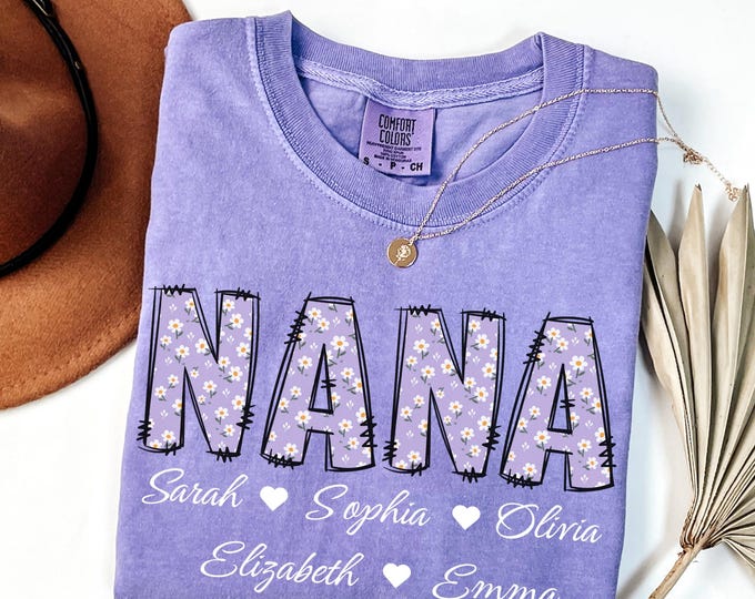 Personalized Nana Shirt with Grandkids Names,Floral Nana T-Shirt,Mimi Gifts,Mother's Day Shirt,Custom Kids Names Grandma Shirt,Mimi Tee