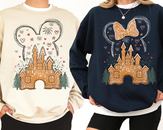 Disney Gingerbread Castle Sweathirt,Christmas Castle Couple Shirt,Disney Christmas Shirt,Mickey Christmas Shirt,Disney Christmas Family Tee
