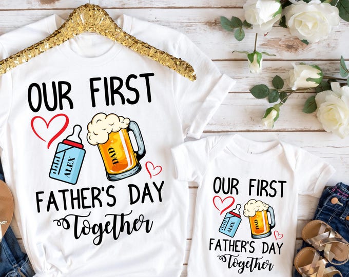 Personalized Father's Day Shirt, Our First Father's Day, Custom Father's Day Matching Shirt, Father's Day Gift, 1st Fathers Day