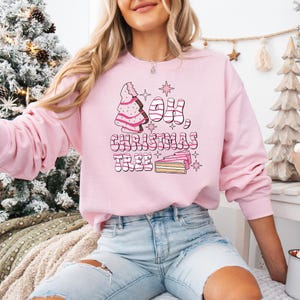 Christmas Tree Cake Sweatshirt, Oh Christmas Tree Sweatshirt, Funny Christmas Sweatshirt, Retro Christmas Shirt, Holiday Crewneck, Xmas Tee