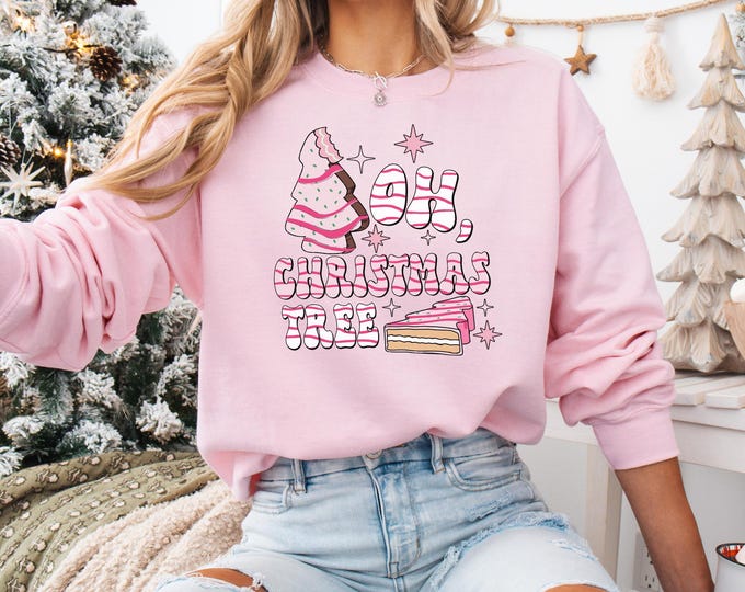 Christmas Tree Cake Sweatshirt, Oh Christmas Tree Sweatshirt, Funny Christmas Sweatshirt, Retro Christmas Shirt, Holiday Crewneck, Xmas Tee