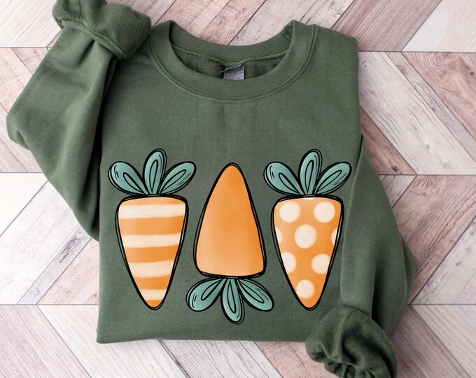 Happy Easter Carrot Sweatshirt,Easter Day Sweatshirt For Womens Garden Sweatshirt,Spring Rabbit Sweatshirt,Easter Gift for Woman