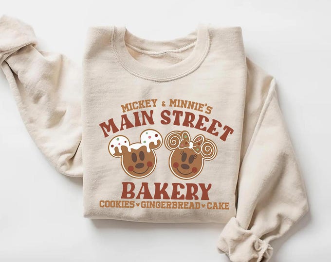 Mickey and Minnie Main Street Bakery Sweatshirt, Disney Christmas Gingerbread Shirt, Disney Christmas Sweatshirt, Disney Christmas Cookies