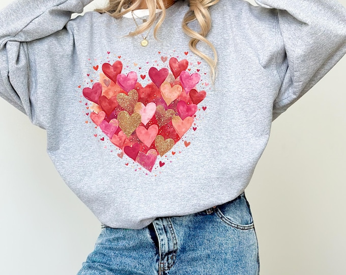 Valentine Sweatshirt and T-Shirt, Heart Valentines Day Shirt for Women, Valentine Shirts, Valentines Day Gift, Love Shirt