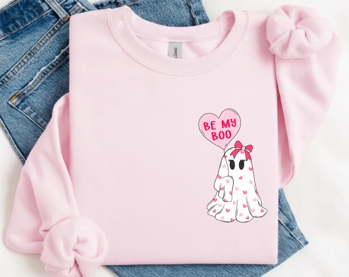Be My Boo Sweatshirt, Ghost Sweater, Valentines Day Hoodie, XOXO Sweatshirt, Women Valentines Day Sweatshirt, Heart Sweatshirt