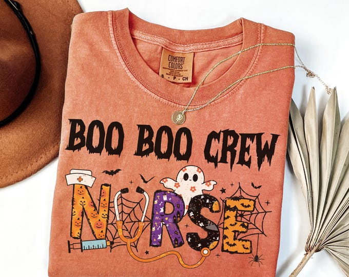Comfort Colors® Halloween Nurse Shirt, Boo Boo Crew, Nurse Gift For Women, Spooky Season Shirt