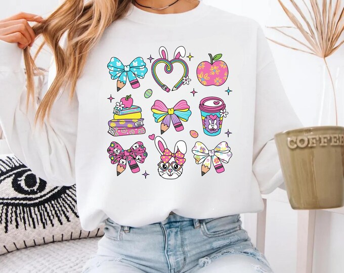 Teacher Bunny Shirt, Teacher Bunny Easter Sweatshirt, Easter Teacher Tee, Easter Teacher Shirt, Teacher Shirt, Easter Gift For Teachers