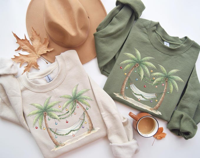 Christmas Palm Tree T-Shirt, Tropical Xmas Gift, Florida Christmas Shirt, Beach Christmas, Santa July Hawaiian Shirts, Xmas Tree Shirt