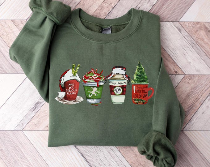 Christmas Coffee Sweatshirt, Christmas Sweatshirt, Christmas Shirt, Coffee Lover Gift Worker Winter Christmas Snowman Latte Coffee Lover