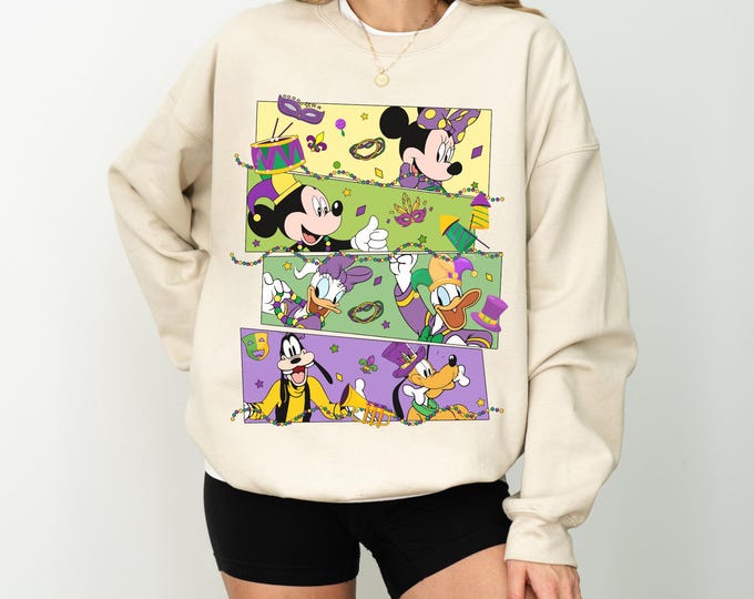 Vintage Mickey & Friends Mardi Gras Shirt, Disney Mardi Gras Carnival Tee, New Orleans Fleur De Lis, WDW Disneyland 2026