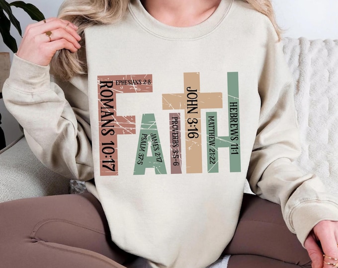 Christian Sweatshirt, Bible Verse T-Shirt, Religious Outfit, Retro Faith T Shirt, Christian Cross Graphic Tees, Religious Sweatshirt, Faith
