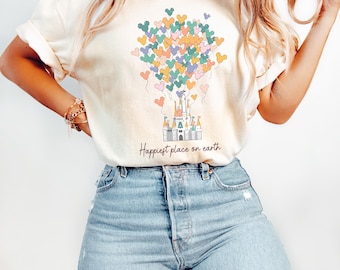 Disney Sweatshirt glücklichster Ort auf Erden Shirt Magic Kingdom Sweatshirt Passendes Disney Schloss Shirt Süßes Retro Disney Schloss Shirt