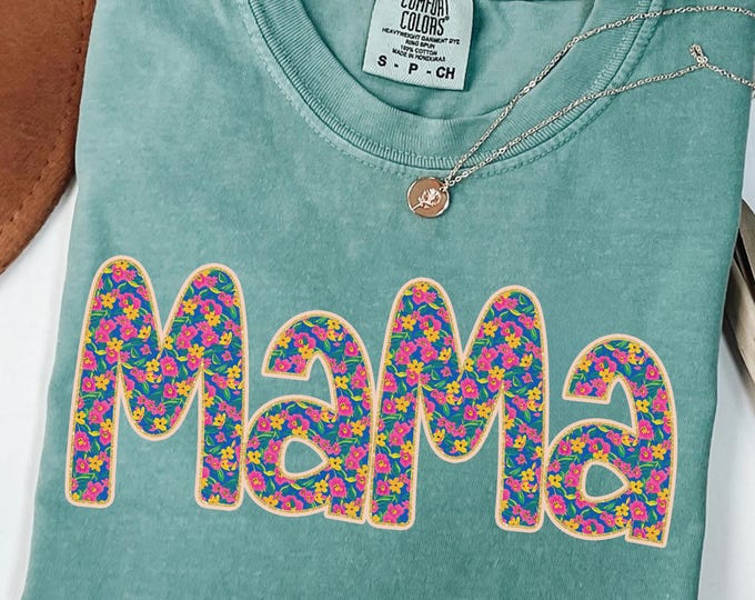 Comfort Colors® Vintage floral Mama t-shirt,Mama T-Shirt,Strong Woman Shirt, gift for mothers day,Mama tee,Graphic Tee,Women's T-Shirt