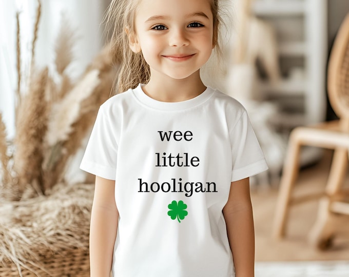 Wee Little Hooligan Toddler Sweatshirt - St Patrick's Day Kids Pullover - Vintage Natural Crew Neck  Funny St Patrick's Day Kids Shirt,