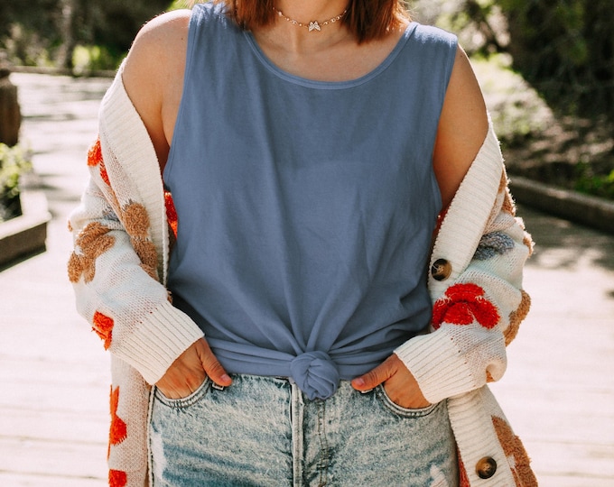 Blank Comfort Colors Tank Tops,100% Cotton Trendy Soft Vintage Washed Colored Tanks,Unisex Tanks,Blank Comfort Color Tank,Muscle Tank