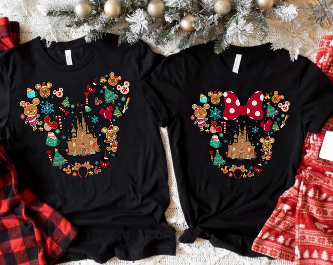 Mickey Minnie Cookies Christmas Shirt, Disney Christmas Couple Shirt, Christmas Cookie Tee, Mickey and Minnie Gingerbread Shirts, Xmas Party