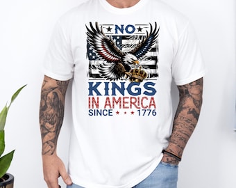 Koszulka No Kings Graffiti – Streetwear antymonarchiczny, koszulka protestacyjna na Dzień No Kings, miejska koszulka graficzna z flagą USA