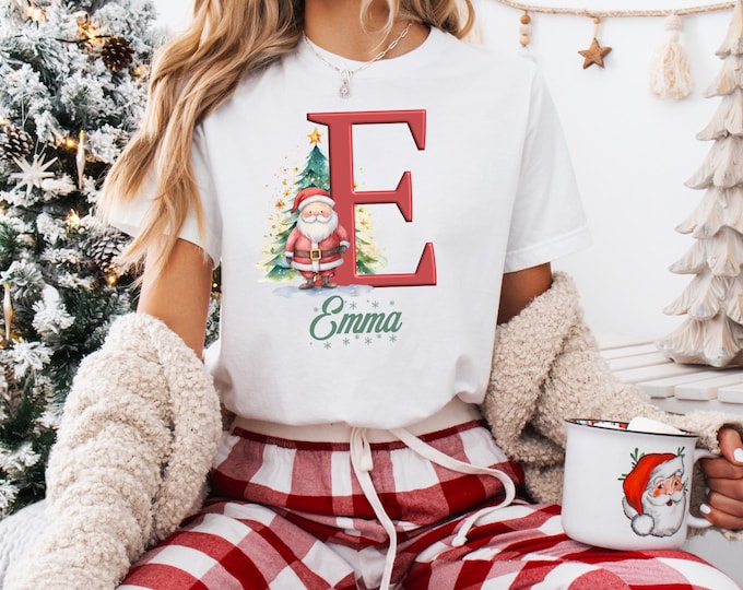 Family Christmas Shirt, Christmas Name Custom Shirt, Funny Family Xmas Pjs, Christmas Custom Letter Shirt, Personalized Christmas Family Tee