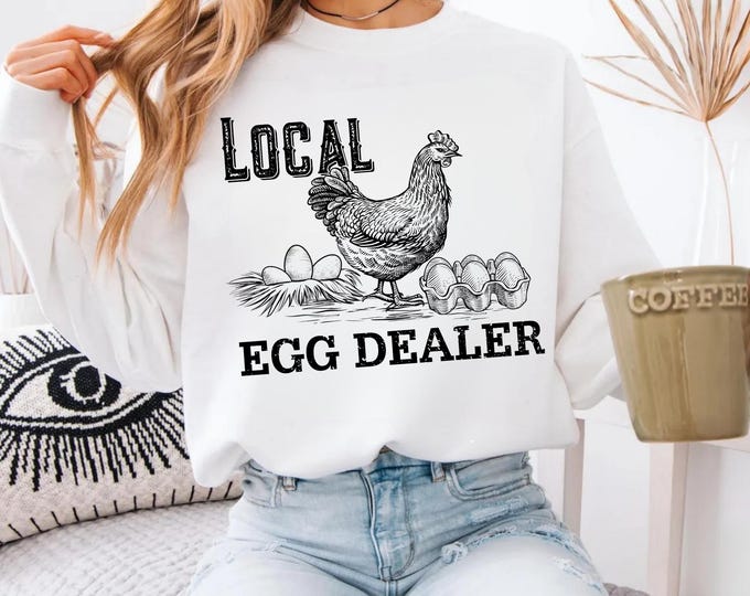 Christian Easter Shirts, Local Egg Dealer T-Shirt, Happy Easter Gifts, Retro Chicken Shirt, Farm Sweatshirt, Christian Gifts, Farmer Gifts
