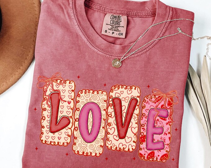 Comfort Colors® Hearts Shirt, Cute love Shirt, Love Valentines Day Shirt, Girls Valentines Day Shirt, Loved Ones Gifts, Cute  Hearts  Gift