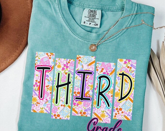 Comfort Colors® Third Grade Teacher Shirt, 3rd Grade Teacher Shirt, 3rd Grade TShirt, Third Grade TShirt, Elementary School Coquette Bow