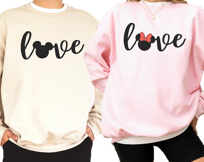 Mickey Minnie Love Valentine's Day Shirt, Retro Disney Valentine T-shirt, Gift for Her, Disneyland Sweethearts Tshirt ,Disneyland Vacation