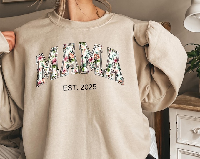 Custom Mama Sweatshirt,Shirt,Mama Floral Sweatshirt,Personalized Mama Crewneck Pullover,Christmas Gift For Mom,  Hoodies,Christmas Gifts
