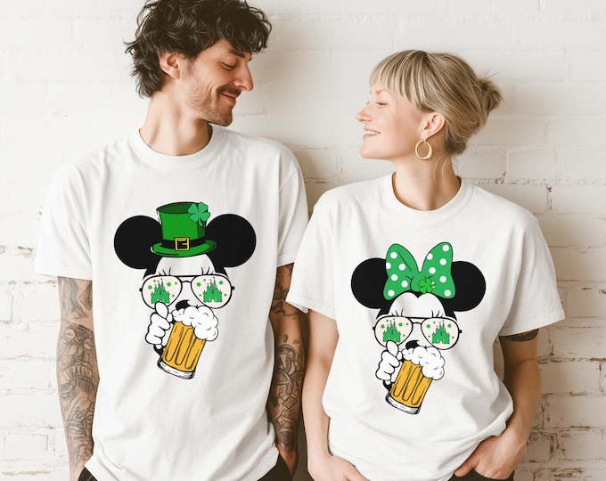 Cheers Mickey or Minnie Beers Shirt, Disney St Patrick's Day Shirt, Disney Couples Shirts, Disney St Patricks' Day Gift, Disney Day Drinking