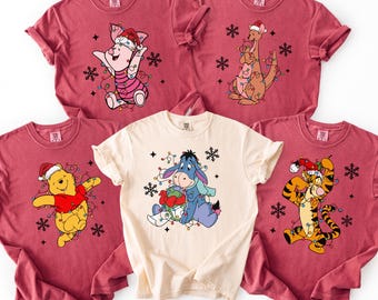 Comfortkleuren Disney-kerstshirt 2026, gepersonaliseerd Disney-kerstshirt, bijpassend Disney kerstshirt familie, Disney-kerstshirt