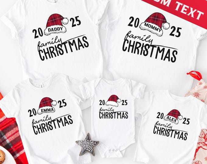 Family Christmas Shirt 2025, Personalized Christmas Shirt, Matching Family Christmas Shirts, Custom Holiday Tee, Xmas Family Outfit Gift