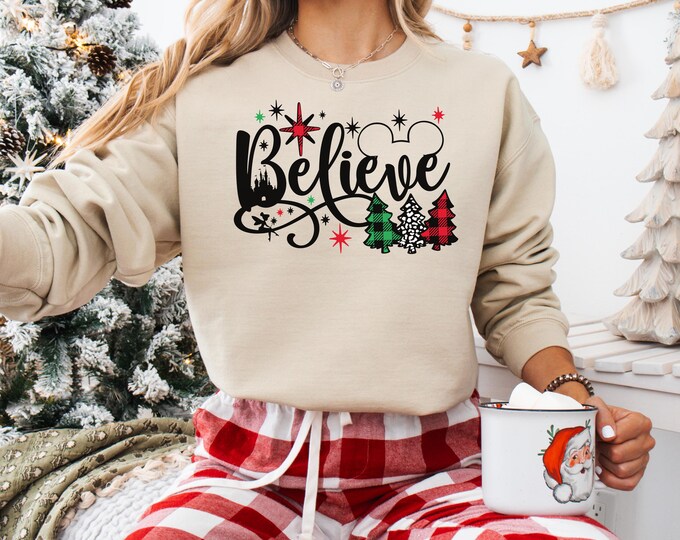 Believe Shirt, Dinsey Christmas T-shirt, Disney Couple Christmas T-shirt, Christmas Couple T-shirt, Disney Believe Shirt, Matching Christmas