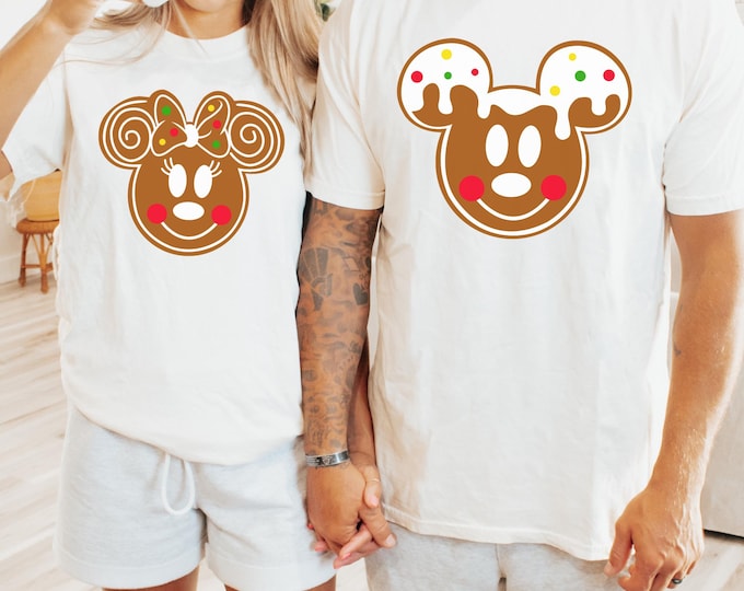 Mickey Minnie Christmas Couple Shirts, Mickey Gingerbread Shirt, Minnie Gingerbread Shirt, Christmas Family Shirt