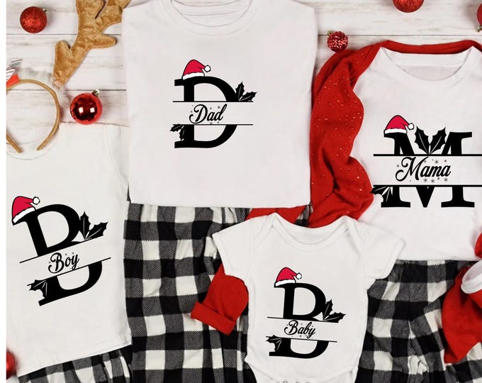 Family Christmas Name Shirt,Monogrammed Family Christmas Shirt,Personalized Christmas Family T-Shirt,Custom Shirt With Name,Matching Pajamas