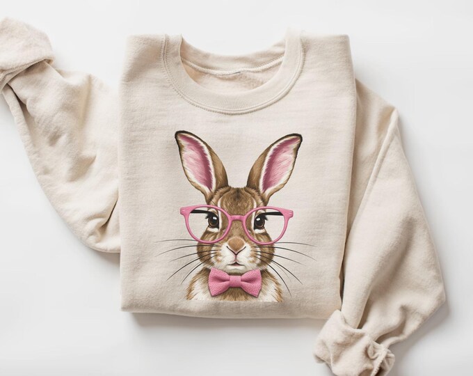 Cute Easter Bunny Sweatshirt, Easter Rabbit Sweater, Easter Bunny Hoodie, Easter Gift for Mom, Kids Easter Sweatshirt, Retro Bunny Shirt