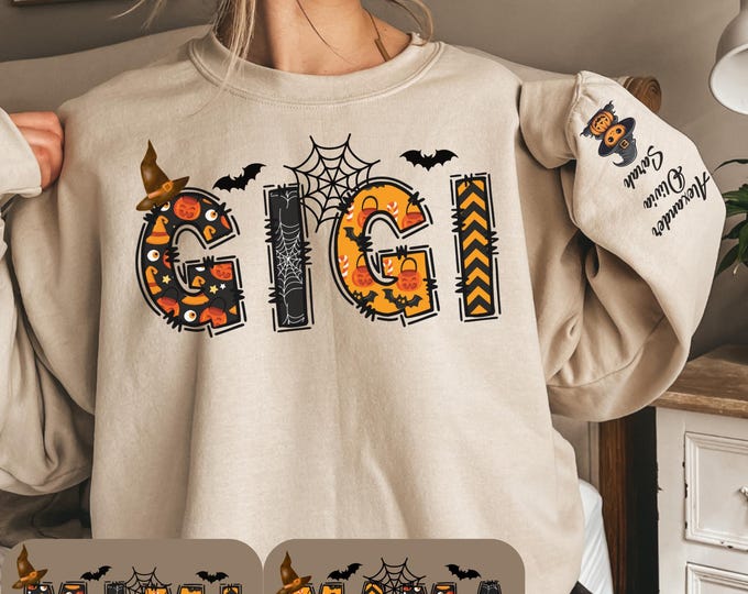 Personalized Halloween Gigi Sweatshirt,Spooky Gigi Shirt,Gift for Mom, Spooky Gigi Sweatshirt, Halloween Shirt For Mom,Custom Name Halloween