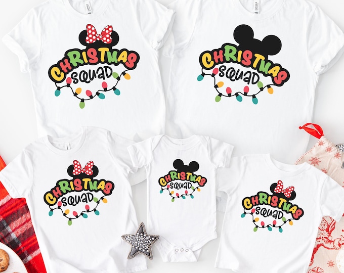 Disney Christmas Lights Shirts, Mickey and Minie Christmas Shirts, Christmas Squad, Disney Christmas Crew, Disney Girls Trip, Disney Family