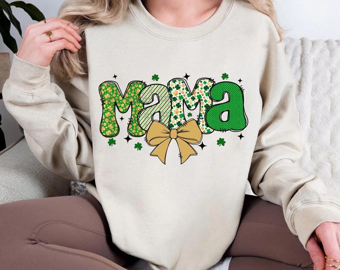 Mama St Patricks Day Shirt,St Patricks Mom Shirt,Irish Mama Shirt,Mama St Patty's Crewneck,New Mom,First Time Mom Gift,Family Matching tee