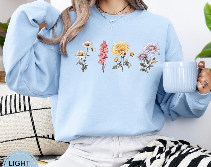 Grandma's Garden Sweatshirt,Custom Birthflower Sweatshirt,Gift for Grandma,Love Grows Here,Mom's Garden,Grandma's Garden tee,Christmas Gifts