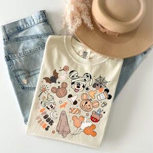 Comfort Colors Coquette Bow Mickey & Friends Halloween Shirt, Retro Disney Halloween Tee, Mickey&#39;s Not So Scary Party Family Matching Shirt