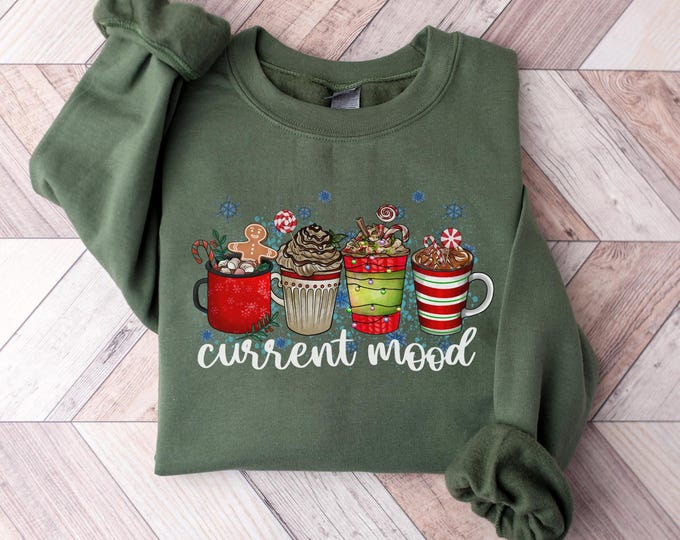 Christmas Coffee Shirt, Christmas Shirt, Current Mood Christmas Shirt, Coffee Lover Shirt, Christmas Latte Shirt, Gift for Coffee Lover