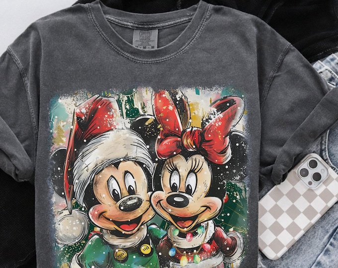 Comfort Colors® Mickey & Minnie Christmas Shirt, Disney Tis The Season Xmas Holiday T-Shirt