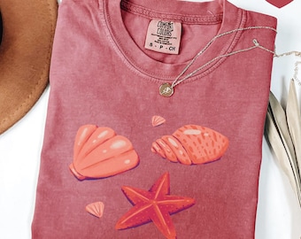 Comfort Colors® SeaShell Shirt, Beach T-Shirt, Summer Woman Shirt, Aesthetic Shirt, Ocean Lover Gift, SeaShell T-Shirt