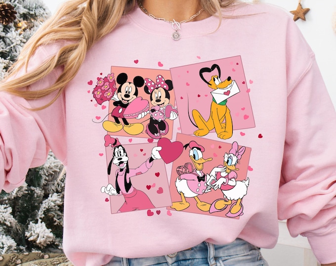 Coquette Disney Castle Mickey and Friends Valentine Shirt, Happy Valentine's Day 2026, WDW Disneyland Valentine Gift For Her Matching Tee