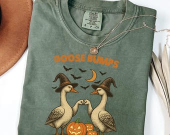 Comfort Colors® Funny Goose Bumps Halloween Tshirt, Retro Goose Pumps Shirt, Best Girly Halloween Gift, Trendy Halloween Gift