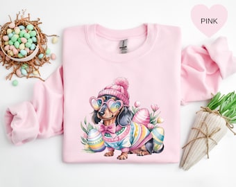 Dachshund Easter Day Sweatshirt, Dog Lover Gift, Easter Day Shirt, Easter Day Sweater, Dog Mom Gift, Dog Mom Easter Sweater, Dachshund Shirt