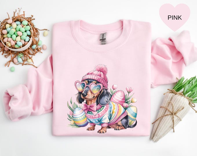 Dachshund Easter Day Sweatshirt, Dog Lover Gift, Easter Day Shirt, Easter Day Sweater, Dog Mom Gift, Dog Mom Easter Sweater, Dachshund Shirt