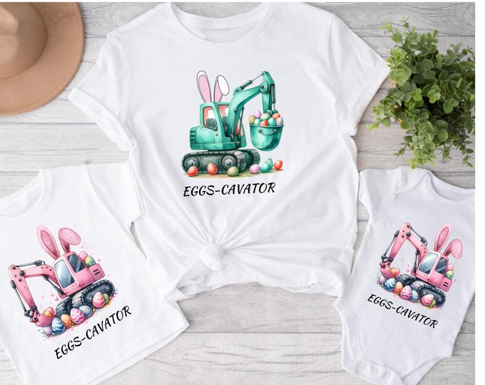 Eggs-Cavator Shirt, Easter Egg Hunt Apparel, Easter Bunny Tee, Happy Easter Gift For Toddler, Easter Rabbit Shirt,Family Easter Shirt,